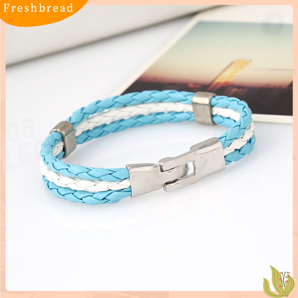 &lt; Freshbread &gt; Gelang Anyaman Dengan Gesper Multi Layers Casual World Cup National Element Bracelet Untuk Kehidupan Sehari-Hari