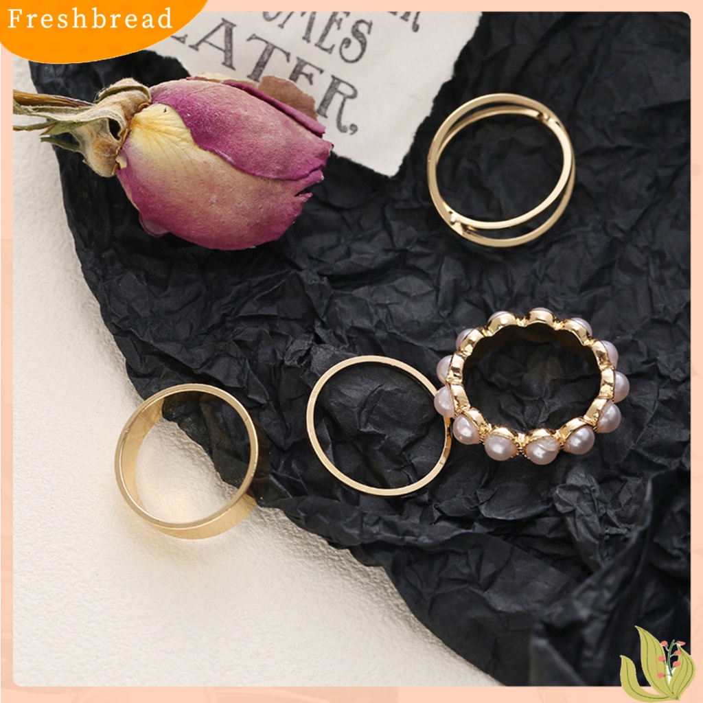 &lt; Freshbread &gt; 4Pcs Cincin Kawin Eye-catching Shiny Dress Up Tahan Lama Cincin Kilau Terang Indah Untuk Pesta