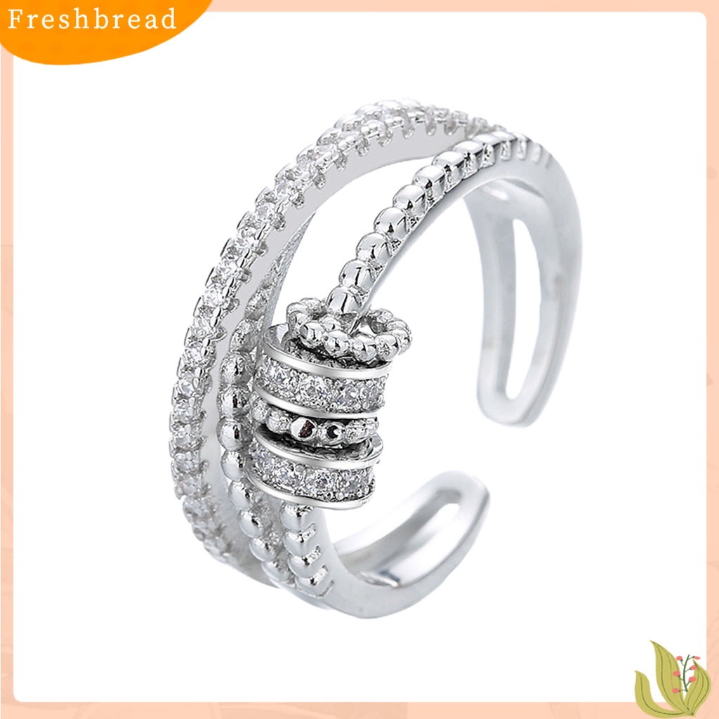 &lt; Freshbread &gt; Wanita Cincin Spiral Manik Relief Pressure Jewelry Putar Berlian Imitasi Finger Ring Untuk Pakaian Sehari-Hari