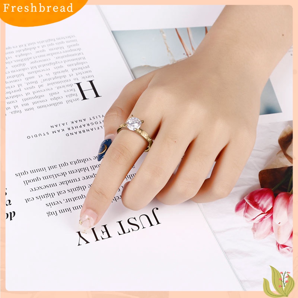 &lt; Freshbread &gt; Cincin Elegan Pengerjaan Halus Dengan Cubic Zirconia Stainless Steel Finger Ring Untuk Hari Valentine