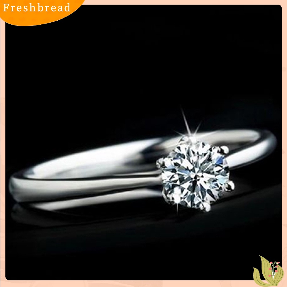 &lt; Freshbread &gt; Wanita Zirkon Bening Bertatahkan Pernikahan Bridal Pesta Pertunangan Perhiasan Cincin Ukuran 6-9