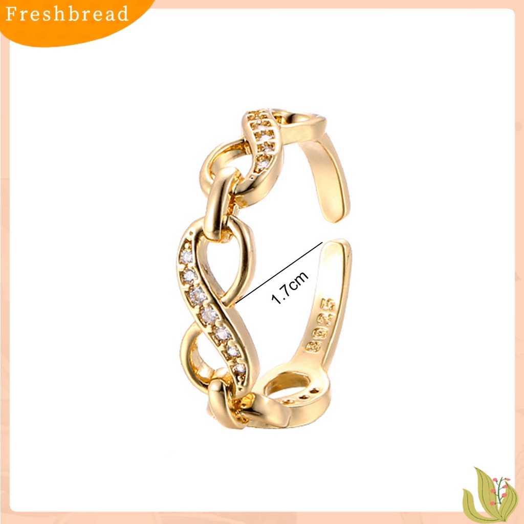 &lt; Freshbread &gt; Wanita Cincin Berongga-out Berlian Imitasi Mengkilap Hias Berkilau Pembukaan Yang Dapat Disesuaikan Hadiah Dekoratif Nomor8 Infinity Cinta Jari Cincin Perhiasan Fashion Untuk Hari Kasih Sayang