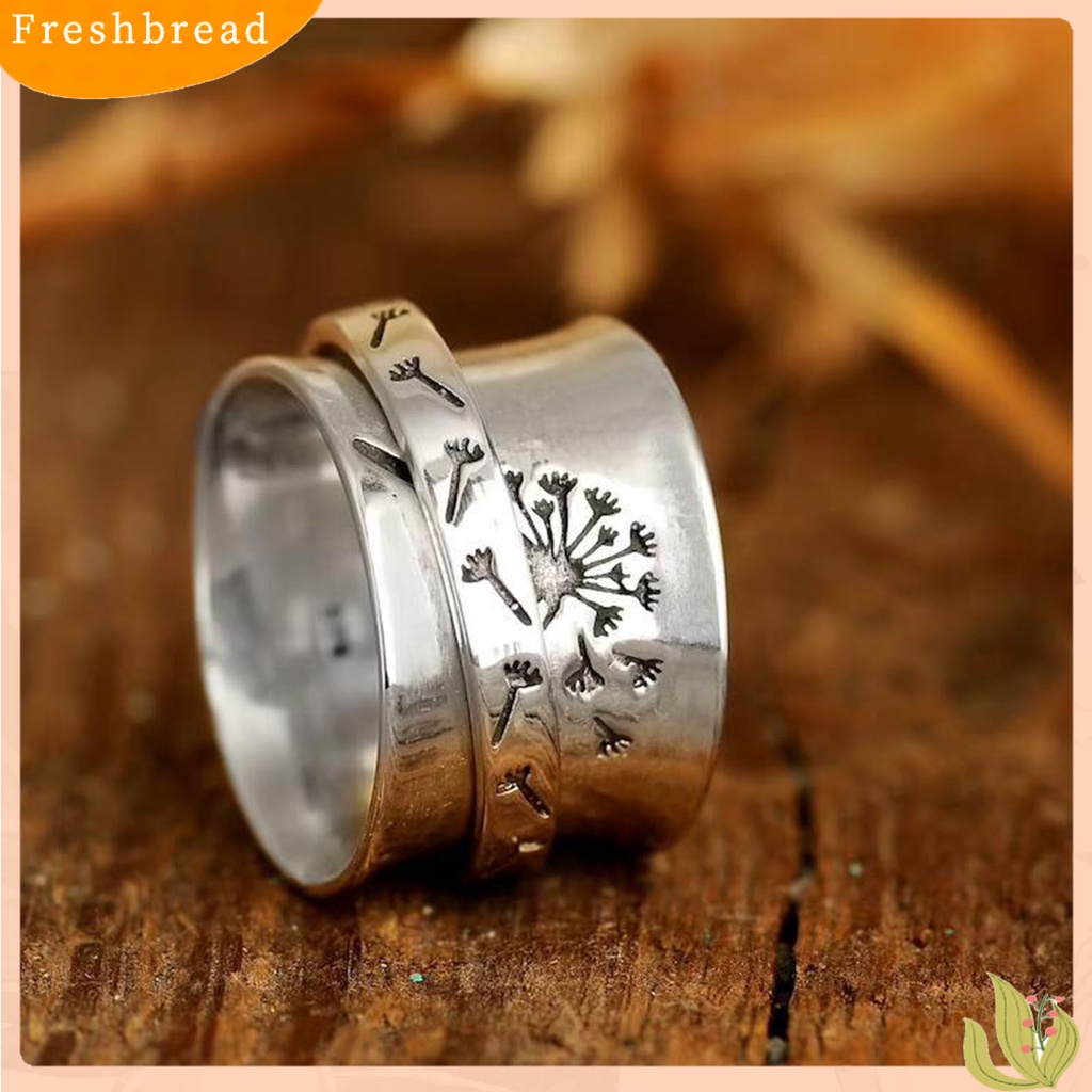 &lt; Freshbread &gt; Wanita Cincin Dandelion Bunga Spinner Vintage Fashion Penampilan Jari Cincin Perhiasan Pesta Pernikahan