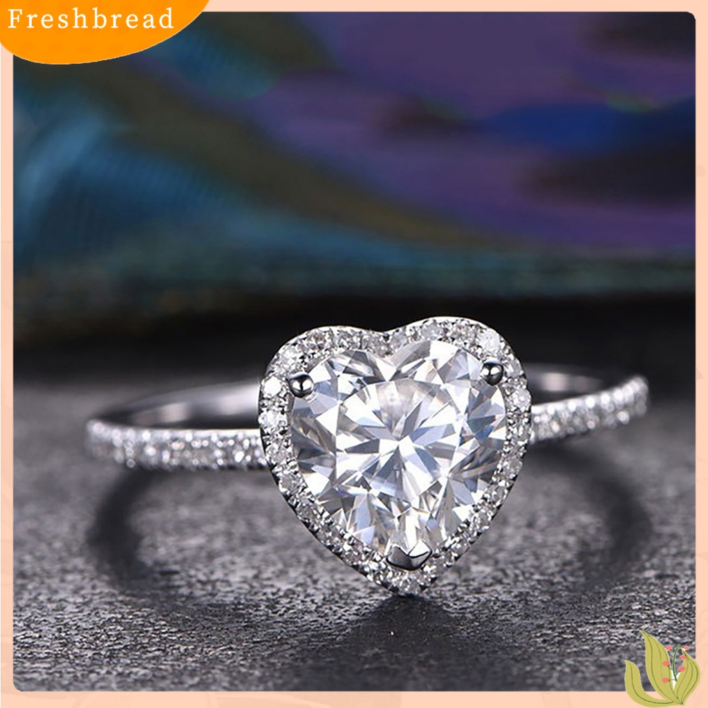 &lt; Freshbread &gt; Cincin Kawin Bentuk Hati Berlian Imitasi Mengkilap Kreatif Lady Circlet Untuk Hadiah