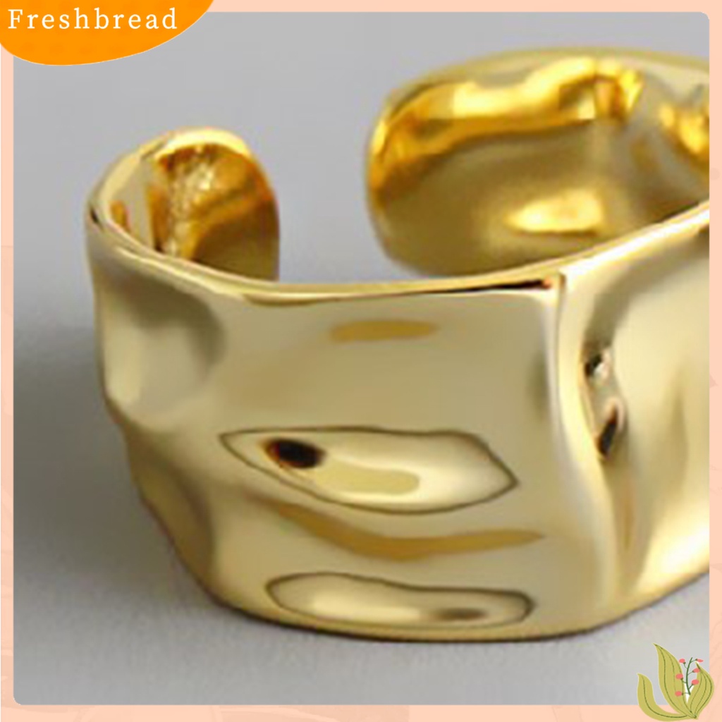 &lt; Freshbread &gt; Finger Band Adjustable Opening Personality Polishing Gaya Netral Dekorasi Warna Solid Wanita Tidak Teratur Bergelombang Terbuka Cincin Aksesoris Perhiasan