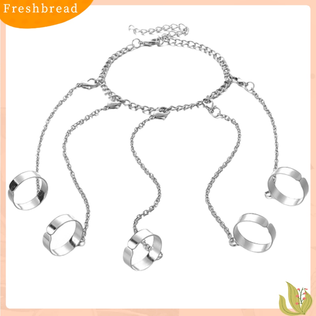 &lt; Freshbread &gt; Cincin Jari Dapat Disesuaikan Bebas Alergi Tidak Berbahaya Ramah Terhadap Kulit Mudah Dipakai Hias Alloy Statement Stackable Rings Chain Bracelet Pesta Ulang Tahun