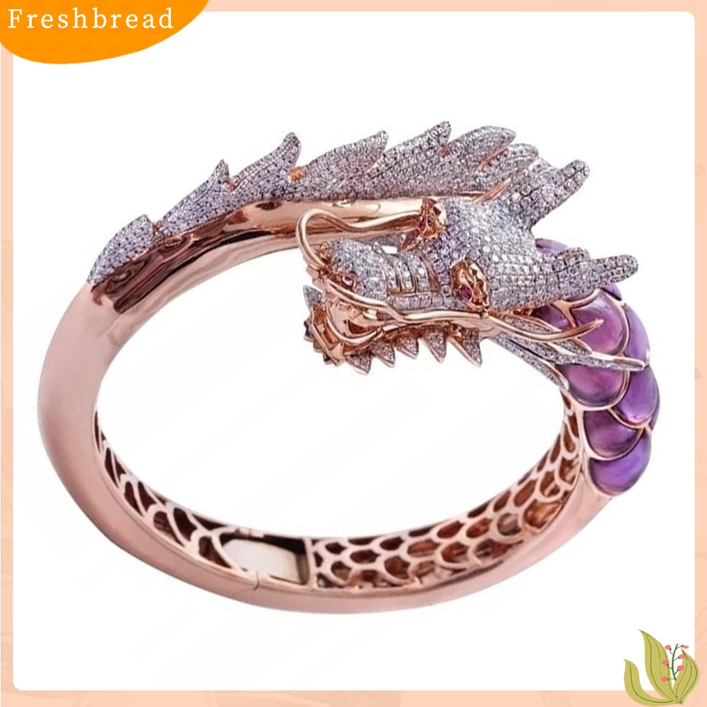 &lt; Freshbread &gt; Fashion Wanita Berlian Imitasi Bertatahkan Naga Jari Cincin Hadiah Perhiasan Pesta Pernikahan