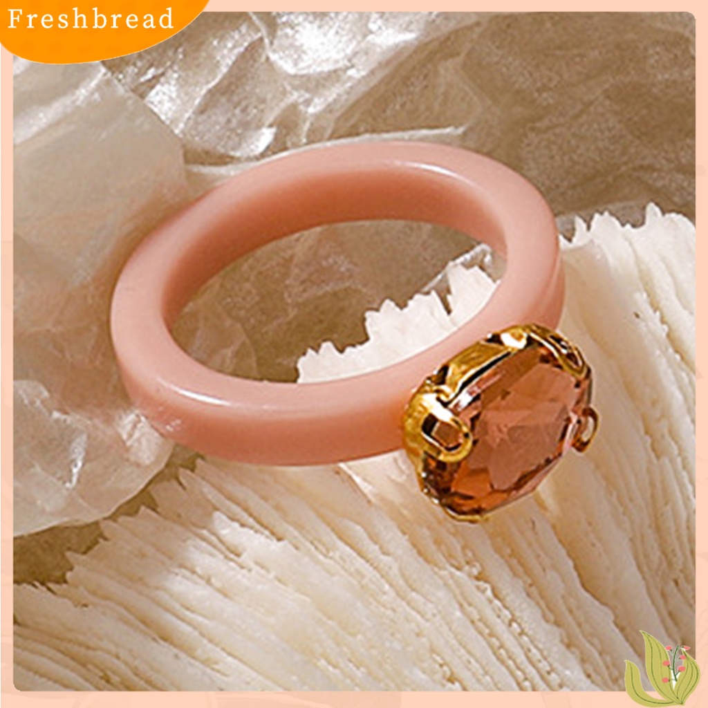 &lt; Freshbread &gt; Cincin Jari Berlian Imitasi Warna Permen Wanita All Match Round Ring Untuk Pacaran