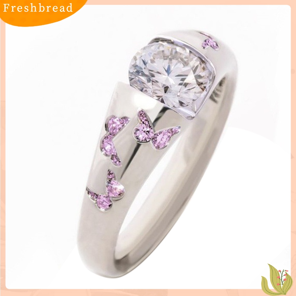 &lt; Freshbread &gt; Fashion Wanita Berlian Imitasi Bertatahkan Kupu-Kupu Jari Cincin Perhiasan Pesta Pernikahan