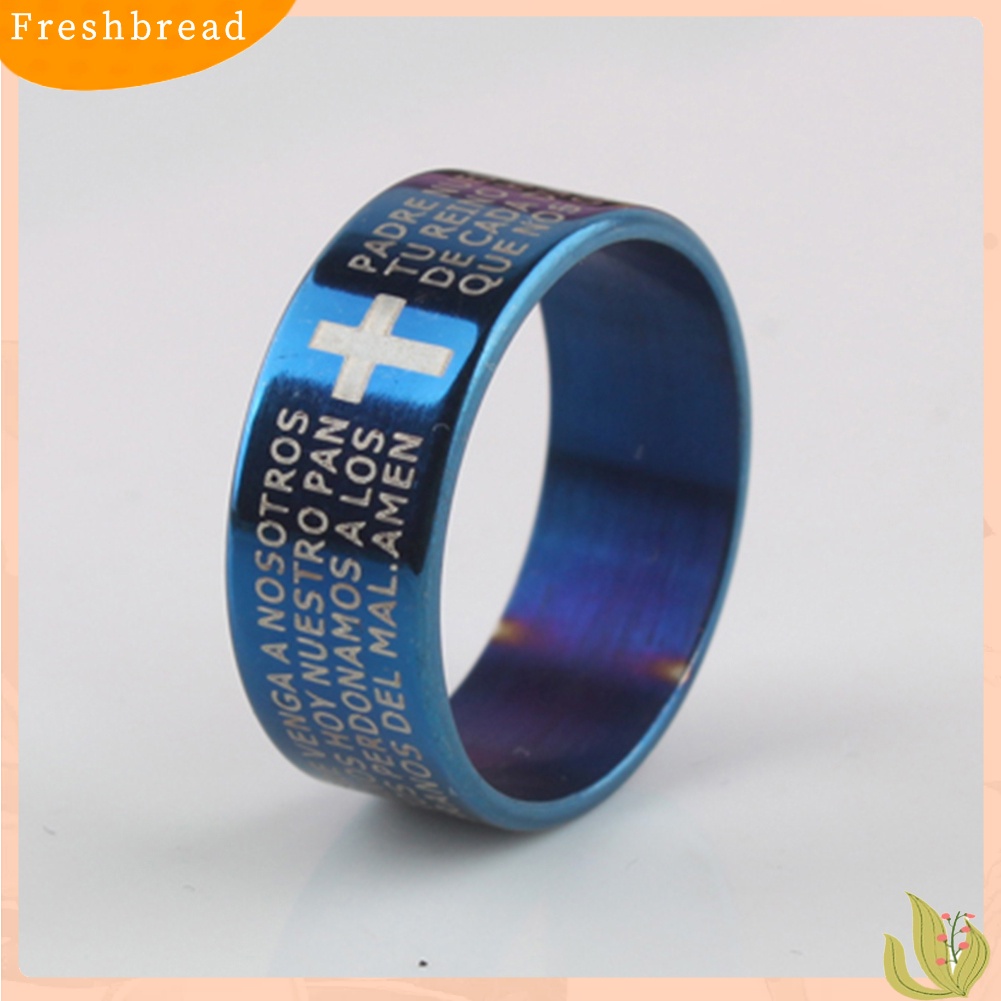 &lt; Freshbread &gt; Couple Titanium Steel Cross Alkitab Text Jari Cincin Hadiah Aksesori Perhiasan Pesta