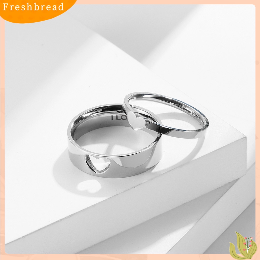 &lt; Freshbread &gt; 2Pcs Cincin Jari Electroplating Bright Luster Hollowed Heart High Polished Pengerjaan Indah Berdandan Permukaan Halus Yang Serasi Hati Janji Cincin