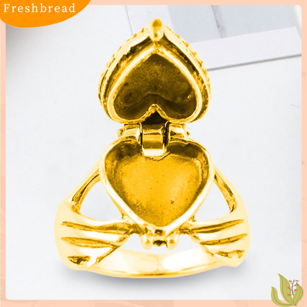 &lt; Freshbread &gt; Wanita Cincin Memegang Hati Dapat Dibuka Aksesori Fashion Penampilan Kilau Terang Cincin Jari Untuk Pernikahan