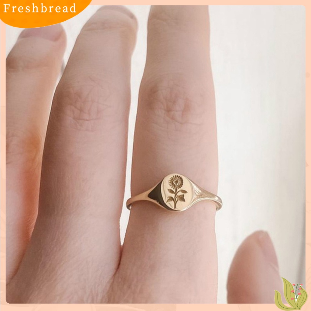 &lt; Freshbread &gt; Wanita Fashion Bunga Matahari Terukir Cincin Elegan Circlet Perhiasan Aksesoris Hadiah