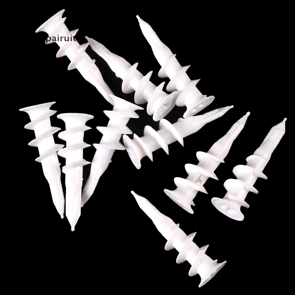 Prt 10pcs Self Drilling Tembok Ulir Drywall Plastik Auger Jangkar PRT