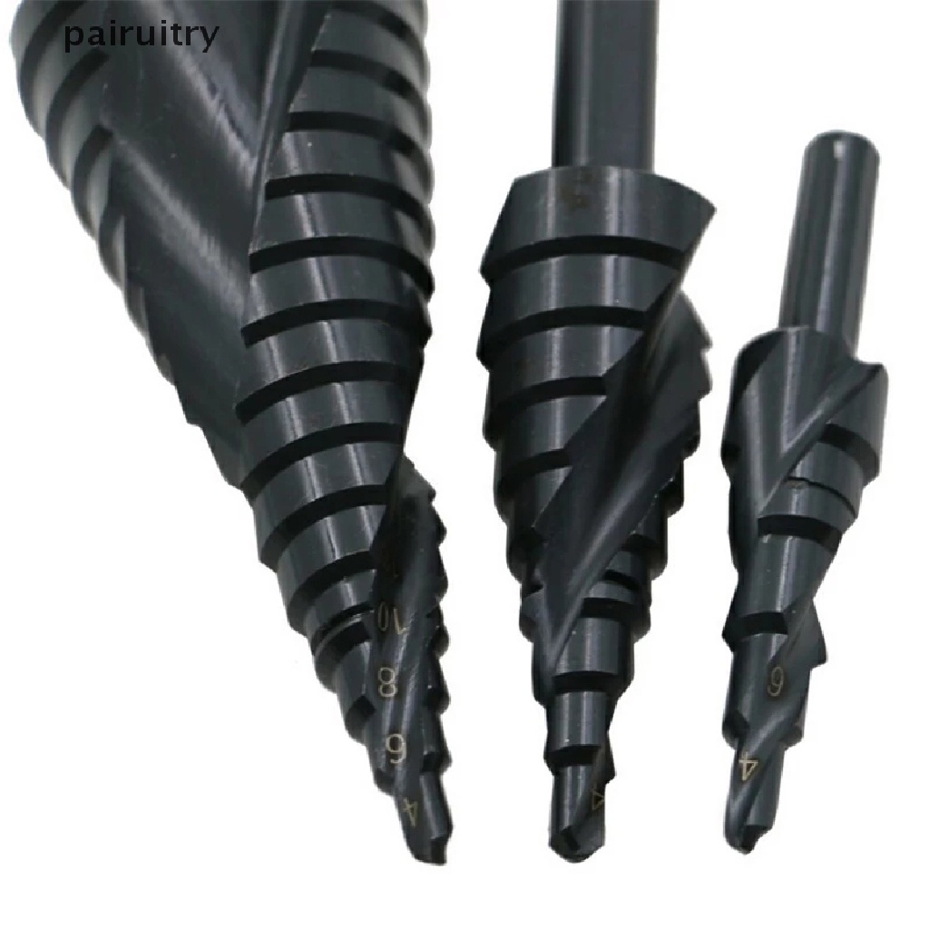 Prt 3PCS/Set 4-32MM HSS Cobalt Step Stepped Mata Bor Set Lubang Spiral Nitrogen PRT