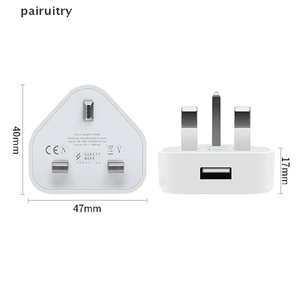 Prt Speedy Fast 1port USB Charger 3pin Colokan Listrik UK Adaptor Colokan Dinding ORIGINAL PRT