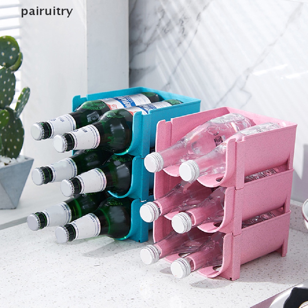 Prt Kulkas Bir Minuman Kotak Penyimpanan Dapur Kaleng Botol Rak Penyimpanan Stackable Wine Bottles Holder Refrigerator Organizer PRT