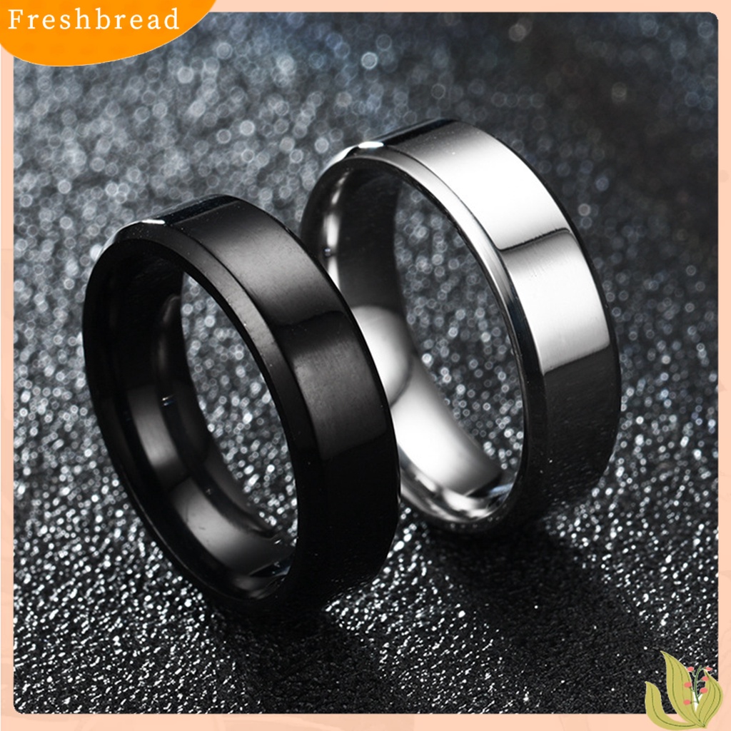 &lt; Freshbread &gt; Lebar Anti Karat Pria Cincin Stainless Steel Sederhana Indah Pertunangan Cincin Fashion Perhiasan