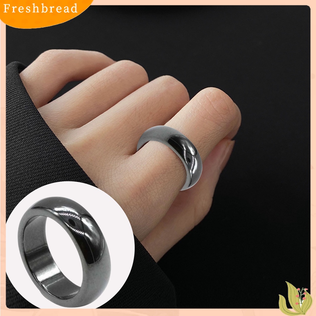 &lt; Freshbread &gt; Fashion Simple 6mm Lebar Flat Hematite ic Finger Ring Cincin Unisex Untuk Pacaran