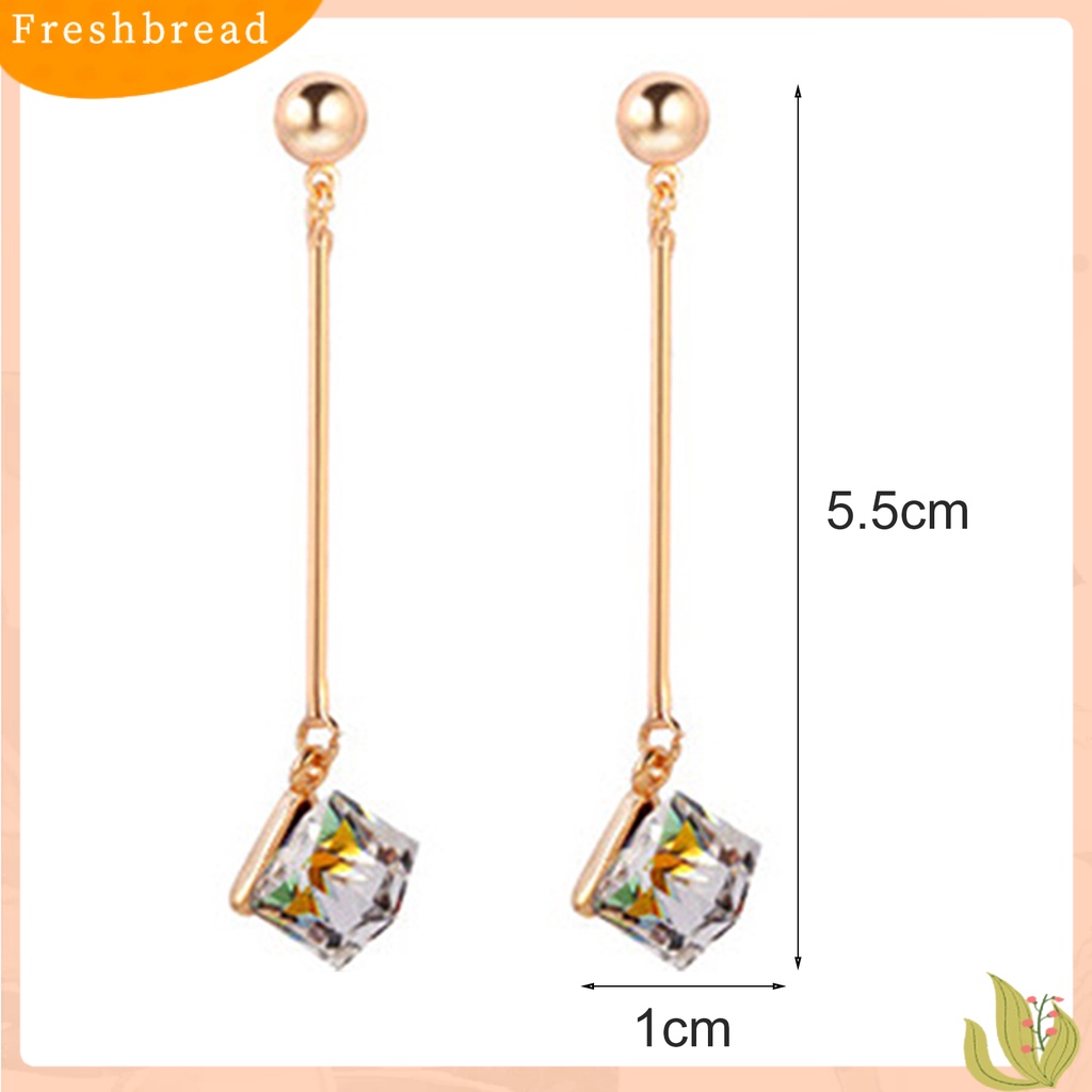 &lt; Freshbread &gt; 1pasang Wanita Fashion Panjang Menjuntai Berlian Imitasi Anting Eardrops Perhiasan Untuk Pernikahan