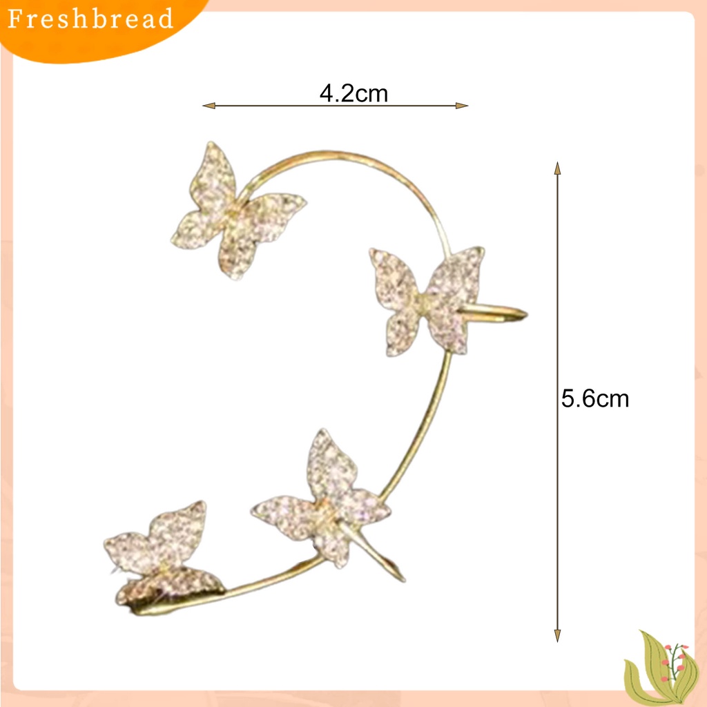 &lt; Freshbread &gt; 1Pc Klip Anting Butterfly Berlian Imitasi Perhiasan Temperamen Manset Telinga Halus Untuk Pernikahan