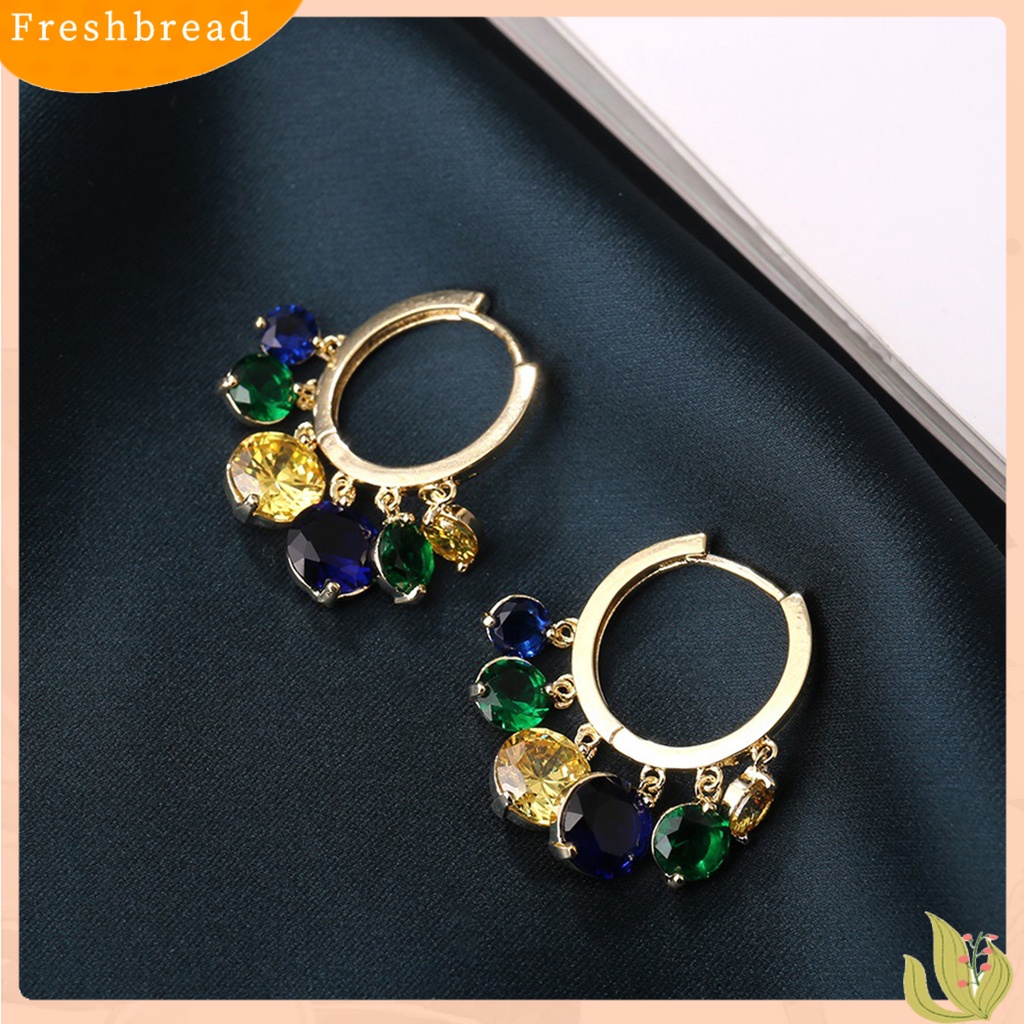 &lt; Freshbread &gt; 1pasang Anting Hoop Anting Tusuk Mata Tahan Korosi Alloy Cermin Poles Menjuntai Earrings Perlengkapan Perhiasan Untuk Perempuan