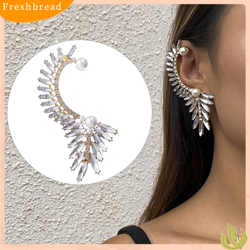 &lt; Freshbread &gt; 1Pc Klip Telinga Berlebihan Geometris Mengkilap Tinggi Berlian Imitasi Electroplating Ear Ornament Tanpa Tindik Fashion Kristal Imitasi Mutiara Auger Telinga Manset Perhiasan Aksesoris