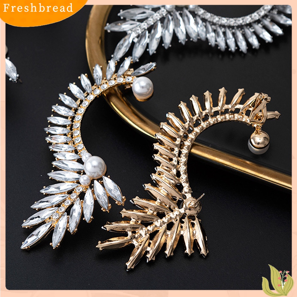 &lt; Freshbread &gt; 1Pc Klip Telinga Berlebihan Geometris Mengkilap Tinggi Berlian Imitasi Electroplating Ear Ornament Tanpa Tindik Fashion Kristal Imitasi Mutiara Auger Telinga Manset Perhiasan Aksesoris