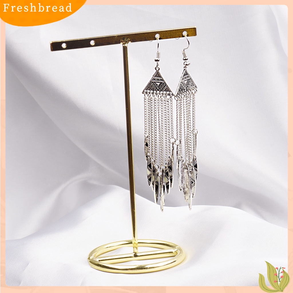 &lt; Freshbread &gt; 1pasang Anting Lady Hook Rumbai Segitiga Panjang Vintage Drop Hook Earrings Untuk Pakaian Sehari-Hari