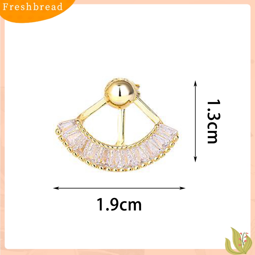 &lt; Freshbread &gt; 1pasang Anting Tusuk Bergigi Dua Cara Memakai Berlian Imitasi Berbentuk Kipas Elegan Dekorasi Aksesori Manik Bulat Wanita Giwang Telinga Untuk Pacaran