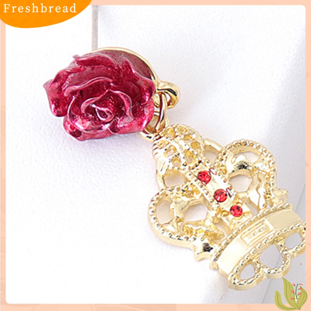 &lt; Freshbread &gt; 1pasang Retro Ear Stud Berlian Imitasi Alloy Rose Design Drop Earrings Aksesoris Telinga