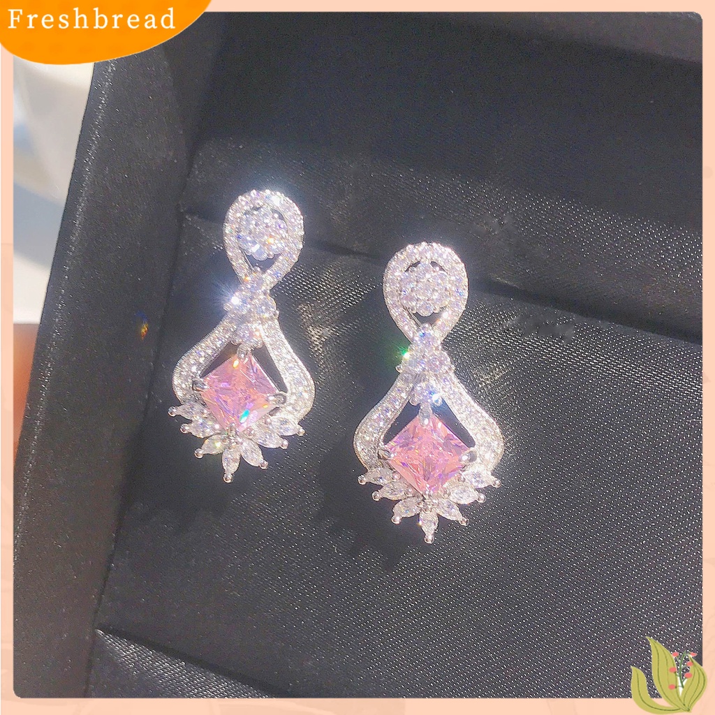 &lt; Freshbread &gt; 1pasang Anting Lady Hias Berlian Imitasi Berkilau Bentuk Geometri Anting Lady Drop Simetris Untuk Hadiah