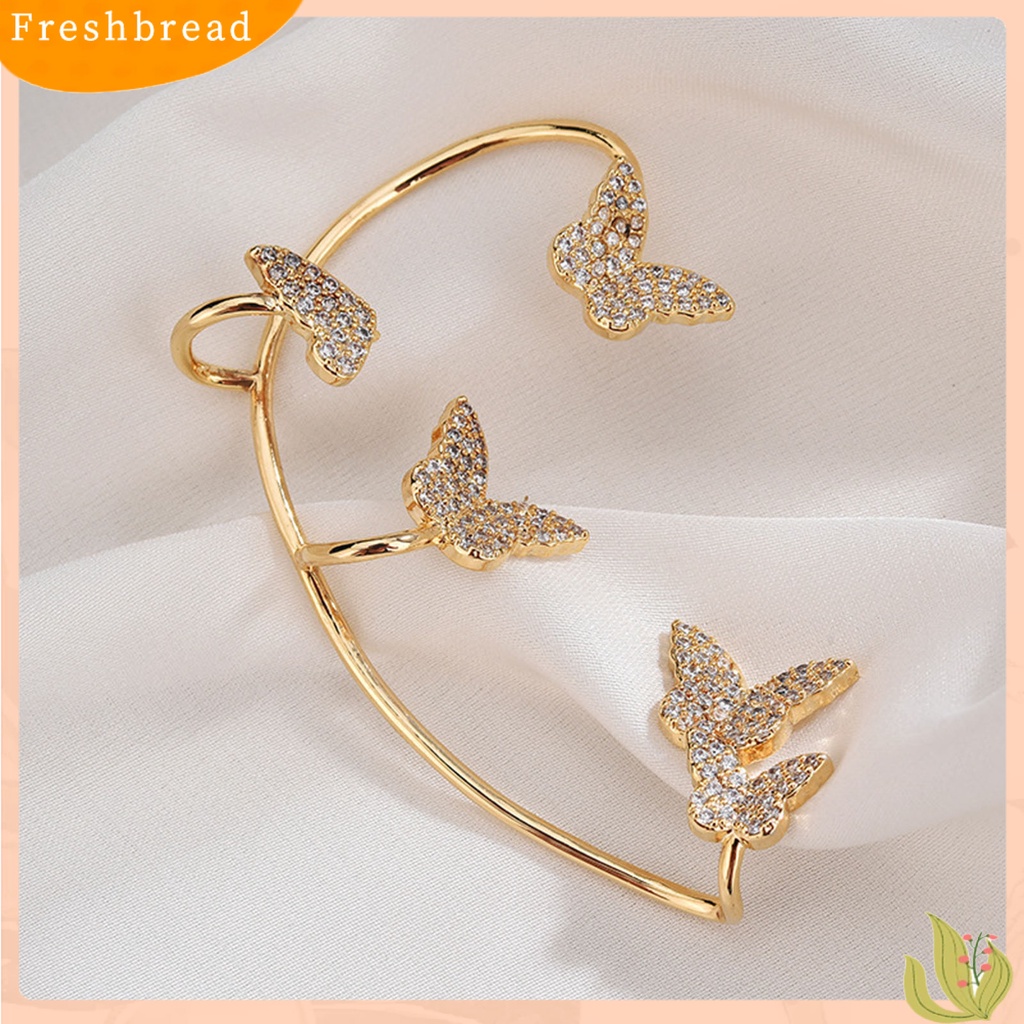 &lt; Freshbread &gt; 1Pc Klip Anting Butterfly Rhinestones Perhiasan Simple Halus Manset Telinga Untuk Pernikahan