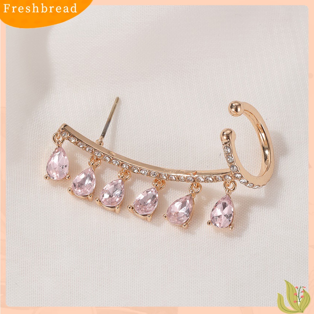 &lt; Freshbread &gt; 1Pc Bersinar Terintegrasi Klip Telinga Tetesan Air Tembaga Cubic Zirconia Ear Stud Klip Perhiasan Pesta