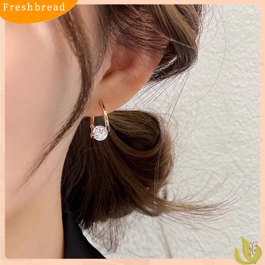 &lt; Freshbread &gt; 1pasang Wanita Anting Geometris Berlian Imitasi Perhiasan Berkilau Cubic zirconia Stud Earrings Hadiah Ulang Tahun