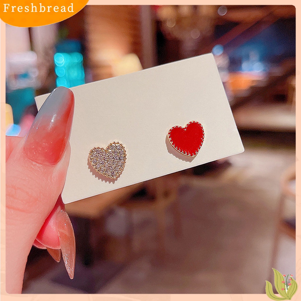 &lt; Freshbread &gt; 1pasang Wanita Ear Studs Bunga Berlian Imitasi Perhiasan Bersinar Hati Studs Earrings Untuk Pakaian Sehari-Hari