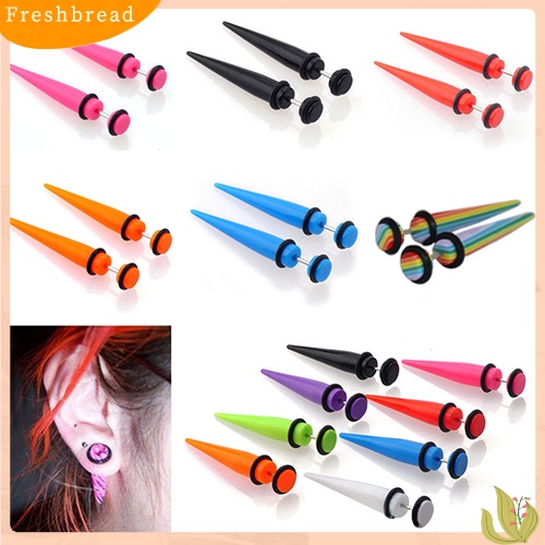 < Freshbread > 2Pcs Unisex Punk Telinga Palsu Cheater Tandu Rivet Taper Plug Tunnel Gauges