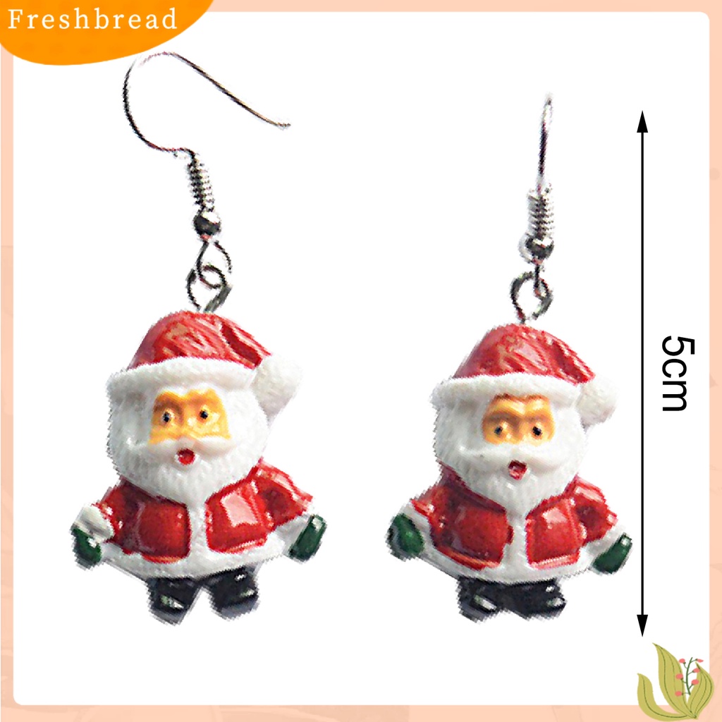 < Freshbread > 1pasang Anting Menjuntai Santa Claus Lucu Wanita Topi Kartun Liontin Anting Kait Untuk Natal