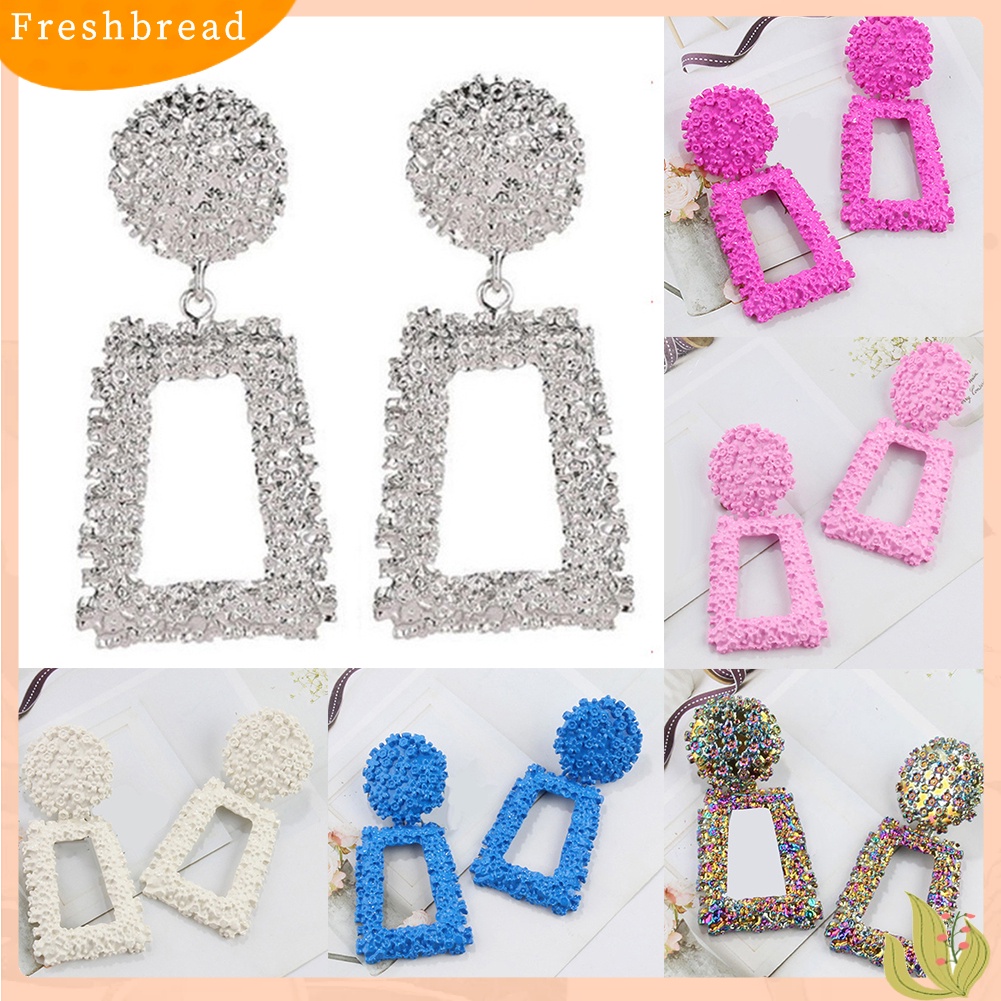 &lt; Freshbread &gt; Wanita Fashion Geometris Trapesium Panjang Berongga Drop Anting-Anting Pernyataan Perhiasan