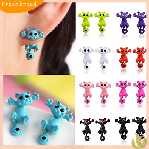 &lt; Freshbread &gt; Wanita Lucu Kartun Kucing Tindik Telinga Studs Earbobs Punk Earrings Jewelry