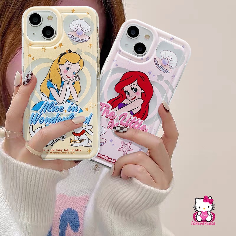 IPHONE The Mermaid Alice Shockproof Airbag Case Kompatibel Untuk Iphone13 12 11 14 Pro MAX 7Plus 6S XR 6 Plus XS X MAX Kartun Lucu Disney Princess PhoneTpu Soft Cover