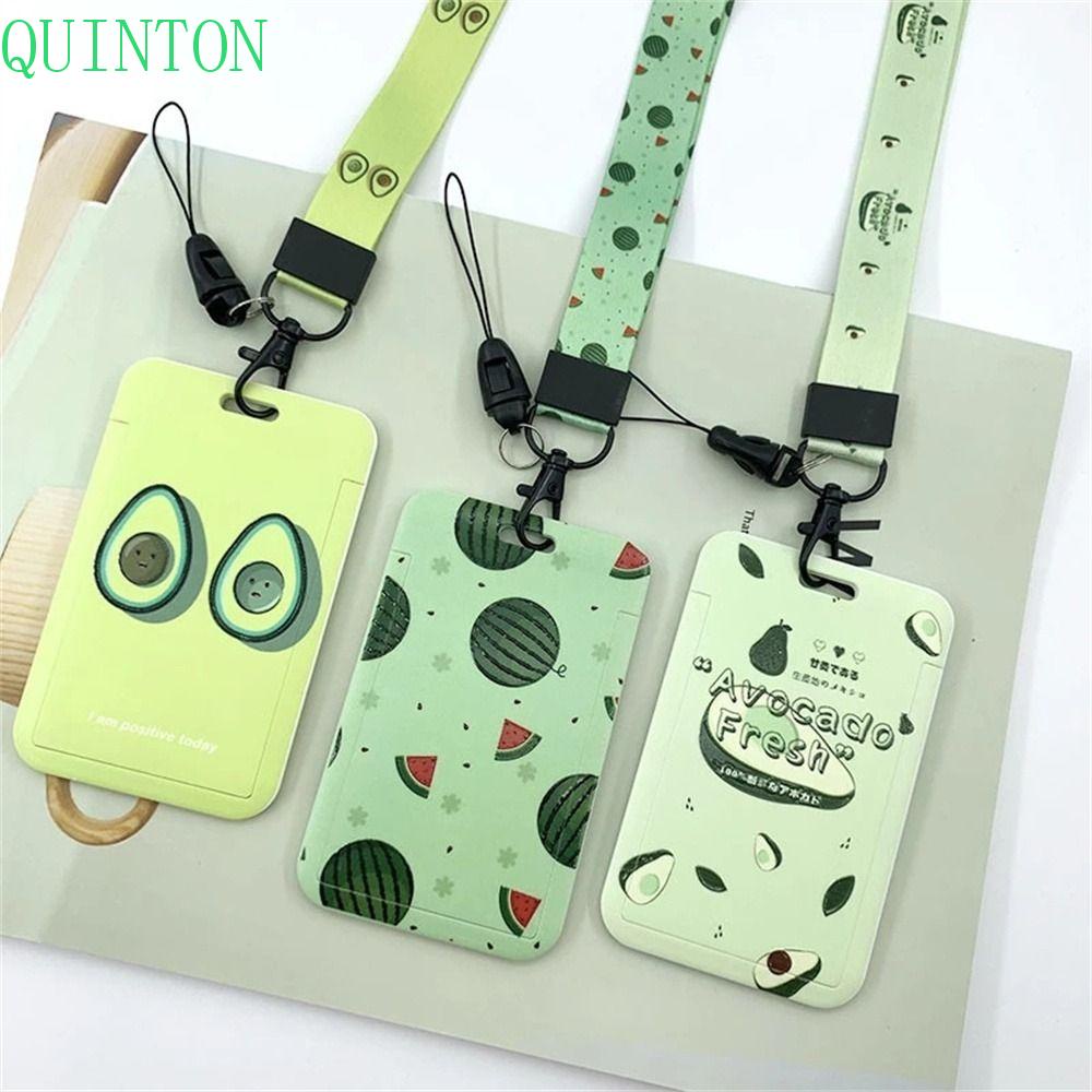 Quinton Case Cover Handphone / Kartu Id Motif Strawberry / Alpukat / Karyawan Dengan Strap Leher