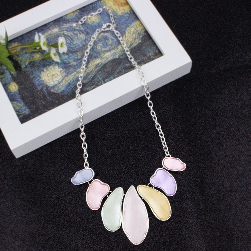 Kalung Kepribadian Korea Macaron Daun Geometris Bulat Berlebihan Untuk Wanita Perhiasan Pesona Jewellery Collier Femme