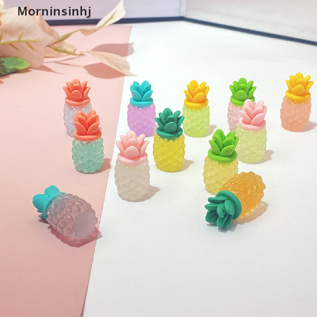 Mornin 10Pcs 3D Buah Nanas Bercahaya DIY Cream Lem Pernak Pernik Aksesoris Ornamen Resin id