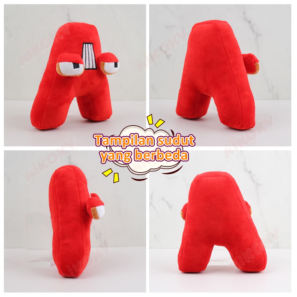 Aikoky Mainan Boneka Bantal Stuffed Plush Desain 26 Huruf Alfabet Lore