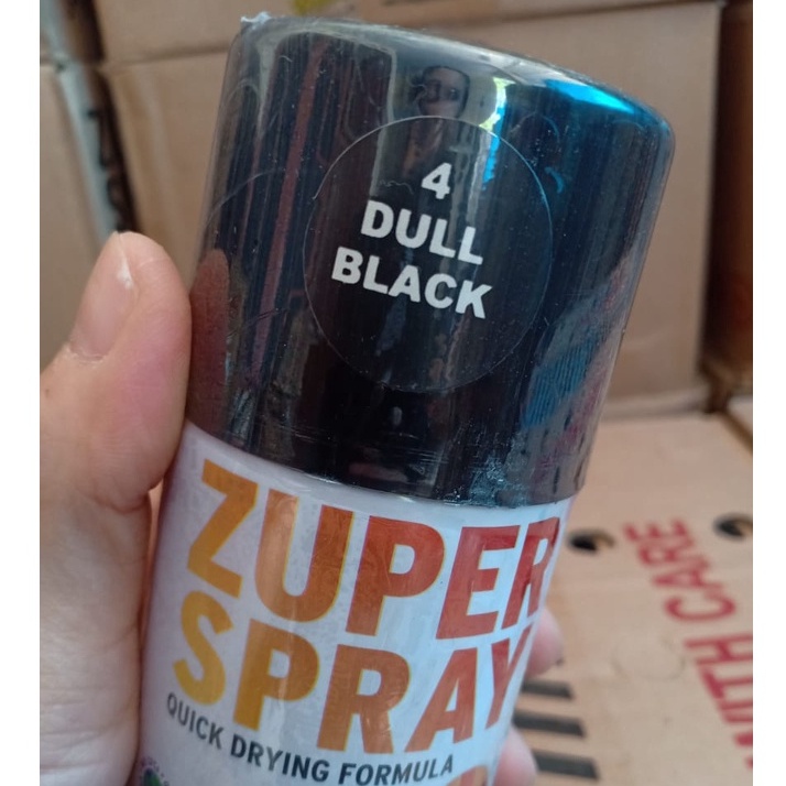 Zuper Spray Paint Pilok Pilox Warna Dull Black / Hitam Dop / Hitam Tidak Mengkilap (P4) 150cc/150ml