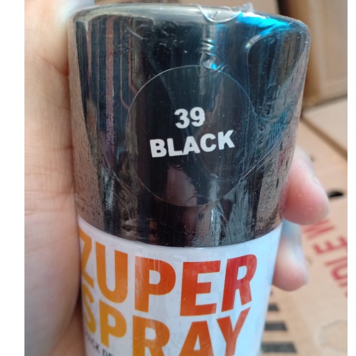 Zuper Spray Paint Pilok Pilox Warna Black Glossy / Hitam Kilap (P39) 150cc/150ml