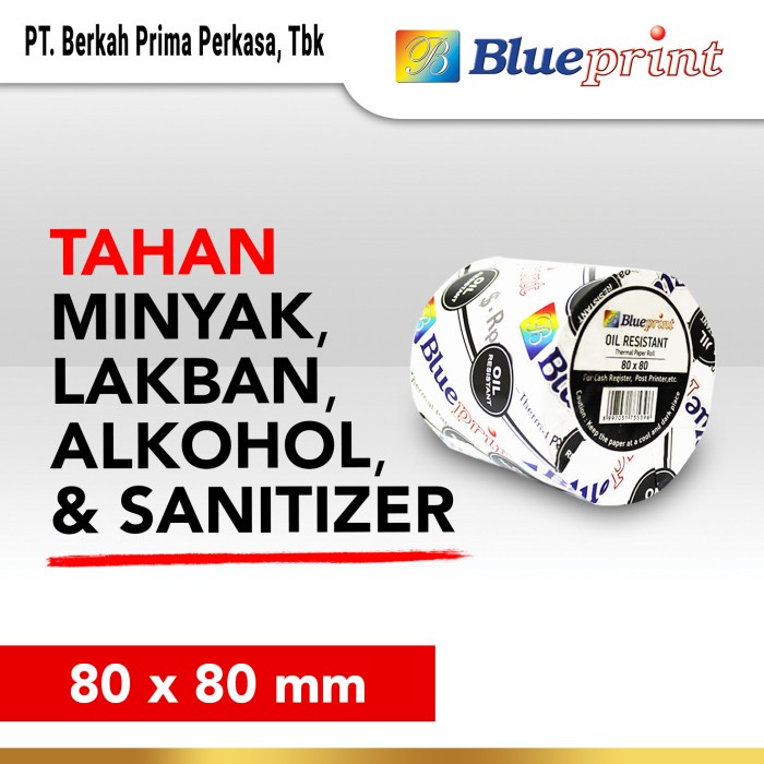 

Kertas Thermal / Kertas Kasir Struk BLUEPRINT 80mmx80mm Oil Resistant -DVN36