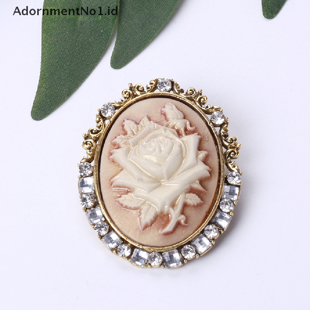 [AdornmentNo1] 1pc Bros Bunga Mawar Relief Vintage Wanita Berkilau Berlian Imitasi Brooch Pin [ID]