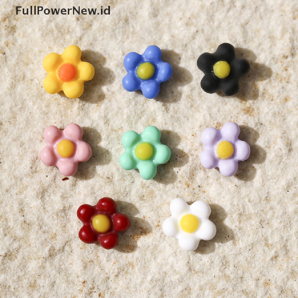 Power 50pcs 7.5mm 3D Bunga Warna-Warni Bunga Matahari Nail Art Stiker Pesona Dekorasi ID